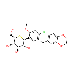 COc1cc(Cl)c(Cc2ccc3c(c2)OCCO3)cc1[C@@H]1S[C@H](CO)[C@@H](O)[C@H](O)[C@H]1O ZINC000206123064