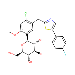 COc1cc(Cl)c(Cc2ncc(-c3ccc(F)cc3)s2)cc1[C@@H]1O[C@H](CO)[C@@H](O)[C@H](O)[C@H]1O ZINC000071281207