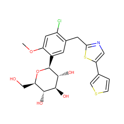 COc1cc(Cl)c(Cc2ncc(-c3ccsc3)s2)cc1[C@@H]1O[C@H](CO)[C@@H](O)[C@H](O)[C@H]1O ZINC000071294929