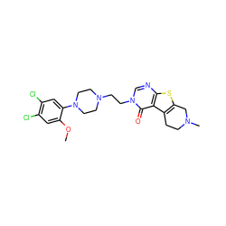 COc1cc(Cl)c(Cl)cc1N1CCN(CCn2cnc3sc4c(c3c2=O)CCN(C)C4)CC1 ZINC000028530243