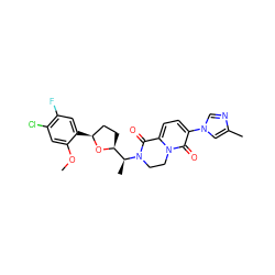 COc1cc(Cl)c(F)cc1[C@H]1CC[C@@H]([C@H](C)N2CCn3c(ccc(-n4cnc(C)c4)c3=O)C2=O)O1 ZINC001772652821