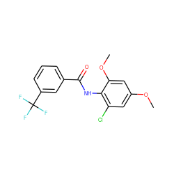 COc1cc(Cl)c(NC(=O)c2cccc(C(F)(F)F)c2)c(OC)c1 ZINC000001043656