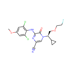 COc1cc(Cl)c(Nc2nc(C#N)cn([C@@H](COCCF)C3CC3)c2=O)c(Cl)c1 ZINC000095602147