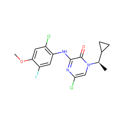 COc1cc(Cl)c(Nc2nc(Cl)cn([C@H](C)C3CC3)c2=O)cc1F ZINC000042921813