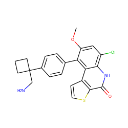 COc1cc(Cl)c2[nH]c(=O)c3sccc3c2c1-c1ccc(C2(CN)CCC2)cc1 ZINC000215587872