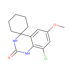 COc1cc(Cl)c2c(c1)C1(CCCCC1)NC(=O)N2 ZINC000028370824