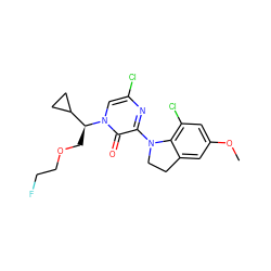 COc1cc(Cl)c2c(c1)CCN2c1nc(Cl)cn([C@@H](COCCF)C2CC2)c1=O ZINC000095601446