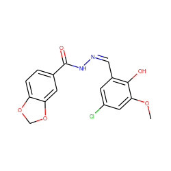 COc1cc(Cl)cc(/C=N\NC(=O)c2ccc3c(c2)OCO3)c1O ZINC000013601574