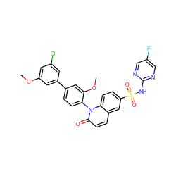 COc1cc(Cl)cc(-c2ccc(-n3c(=O)ccc4cc(S(=O)(=O)Nc5ncc(F)cn5)ccc43)c(OC)c2)c1 ZINC001772623296