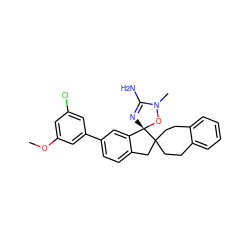 COc1cc(Cl)cc(-c2ccc3c(c2)[C@@]2(N=C(N)N(C)O2)C2(CCc4ccccc4CC2)C3)c1 ZINC000169700348