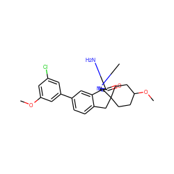 COc1cc(Cl)cc(-c2ccc3c(c2)[C@]2(N=C(N)N(C)C2=O)C2(CCC(OC)CC2)C3)c1 ZINC000139424715