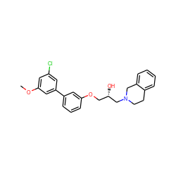 COc1cc(Cl)cc(-c2cccc(OC[C@H](O)CN3CCc4ccccc4C3)c2)c1 ZINC000219760398