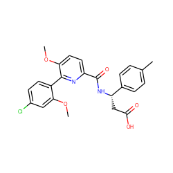 COc1cc(Cl)ccc1-c1nc(C(=O)N[C@@H](CC(=O)O)c2ccc(C)cc2)ccc1OC ZINC000261172635