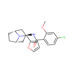 COc1cc(Cl)ccc1C(=O)N[C@H]1C[C@@H]2CC[C@H](C1)N2Cc1ccco1 ZINC000299820375