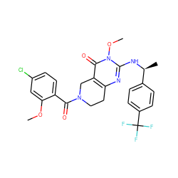 COc1cc(Cl)ccc1C(=O)N1CCc2nc(N[C@@H](C)c3ccc(C(F)(F)F)cc3)n(OC)c(=O)c2C1 ZINC000113831093