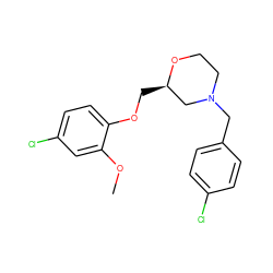 COc1cc(Cl)ccc1OC[C@@H]1CN(Cc2ccc(Cl)cc2)CCO1 ZINC000026835401