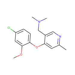 COc1cc(Cl)ccc1Oc1cc(C)ncc1CN(C)C ZINC000029046473