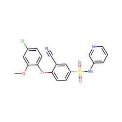 COc1cc(Cl)ccc1Oc1ccc(S(=O)(=O)Nc2cccnc2)cc1C#N ZINC001772600816