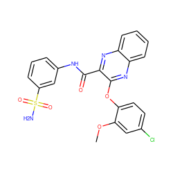 COc1cc(Cl)ccc1Oc1nc2ccccc2nc1C(=O)Nc1cccc(S(N)(=O)=O)c1 ZINC000143157124