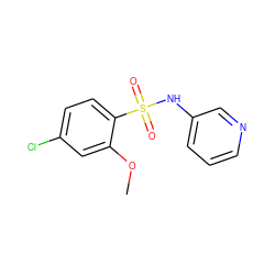 COc1cc(Cl)ccc1S(=O)(=O)Nc1cccnc1 ZINC000041091761