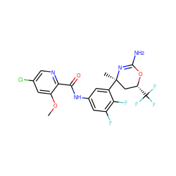 COc1cc(Cl)cnc1C(=O)Nc1cc(F)c(F)c([C@]2(C)C[C@@H](C(F)(F)F)OC(N)=N2)c1 ZINC000223541189