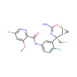 COc1cc(Cl)cnc1C(=O)Nc1ccc(Cl)c([C@@]2(CF)N=C(N)O[C@@H]3C[C@@H]32)c1 ZINC000226059257