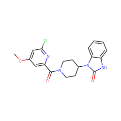 COc1cc(Cl)nc(C(=O)N2CCC(n3c(=O)[nH]c4ccccc43)CC2)c1 ZINC000028955394