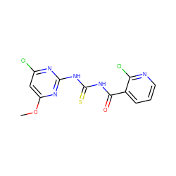 COc1cc(Cl)nc(NC(=S)NC(=O)c2cccnc2Cl)n1 ZINC000028565248