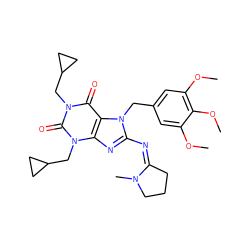 COc1cc(Cn2c(/N=C3/CCCN3C)nc3c2c(=O)n(CC2CC2)c(=O)n3CC2CC2)cc(OC)c1OC ZINC000100740313