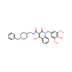 COc1cc(Cn2c(=O)c(C(=O)NCC3CCN(Cc4ccccc4)CC3)c(O)c3ccccc32)cc(OC)c1O ZINC000169312701