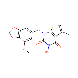 COc1cc(Cn2c(=O)n(O)c(=O)c3c(C)csc32)cc2c1OCO2 ZINC000028362005