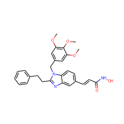 COc1cc(Cn2c(CCc3ccccc3)nc3cc(/C=C/C(=O)NO)ccc32)cc(OC)c1OC ZINC000013981301