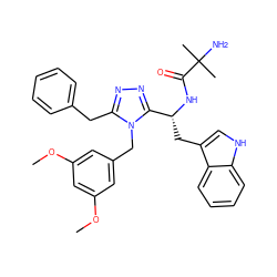 COc1cc(Cn2c(Cc3ccccc3)nnc2[C@@H](Cc2c[nH]c3ccccc23)NC(=O)C(C)(C)N)cc(OC)c1 ZINC000028635399