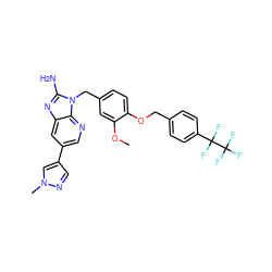 COc1cc(Cn2c(N)nc3cc(-c4cnn(C)c4)cnc32)ccc1OCc1ccc(C(F)(F)C(F)(F)F)cc1 ZINC000473215247