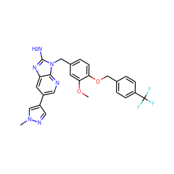 COc1cc(Cn2c(N)nc3cc(-c4cnn(C)c4)cnc32)ccc1OCc1ccc(C(F)(F)F)cc1 ZINC000473215484