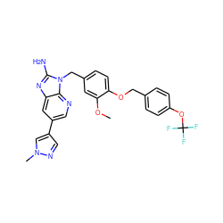 COc1cc(Cn2c(N)nc3cc(-c4cnn(C)c4)cnc32)ccc1OCc1ccc(OC(F)(F)F)cc1 ZINC000473159235