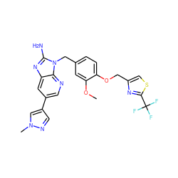 COc1cc(Cn2c(N)nc3cc(-c4cnn(C)c4)cnc32)ccc1OCc1csc(C(F)(F)F)n1 ZINC000473159130