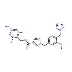 COc1cc(Cn2cc(C(=O)NCc3c(C)cc(N)nc3C)cn2)ccc1Cn1cccn1 ZINC000114079252