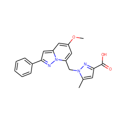 COc1cc(Cn2nc(C(=O)O)cc2C)n2nc(-c3ccccc3)cc2c1 ZINC001772644511