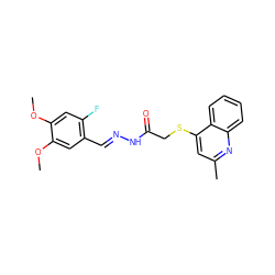 COc1cc(F)c(/C=N/NC(=O)CSc2cc(C)nc3ccccc23)cc1OC ZINC000072108959