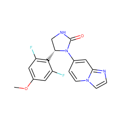 COc1cc(F)c([C@@H]2CNC(=O)N2c2ccn3ccnc3c2)c(F)c1 ZINC000202253152