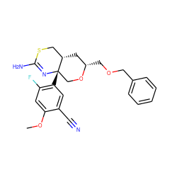 COc1cc(F)c([C@]23CO[C@@H](COCc4ccccc4)C[C@H]2CSC(N)=N3)cc1C#N ZINC000147748579