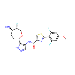 COc1cc(F)c(-c2nc(C(=O)Nc3cnn(C)c3[C@@H]3CC[C@@H](N)[C@H](F)CO3)cs2)c(F)c1 ZINC000221391927