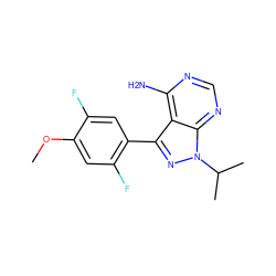 COc1cc(F)c(-c2nn(C(C)C)c3ncnc(N)c23)cc1F ZINC000008581951