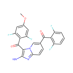 COc1cc(F)c(C(=O)c2c(N)nc3ccc(C(=O)c4c(F)cccc4F)cn23)c(F)c1 ZINC000014945532