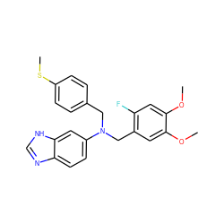 COc1cc(F)c(CN(Cc2ccc(SC)cc2)c2ccc3nc[nH]c3c2)cc1OC ZINC000072317635