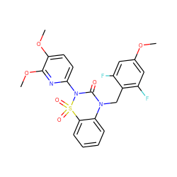 COc1cc(F)c(CN2C(=O)N(c3ccc(OC)c(OC)n3)S(=O)(=O)c3ccccc32)c(F)c1 ZINC000149017862