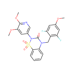 COc1cc(F)c(CN2C(=O)N(c3cnc(OC)c(OC)c3)S(=O)(=O)c3ccccc32)c(F)c1 ZINC000211281005