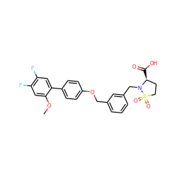 COc1cc(F)c(F)cc1-c1ccc(OCc2cccc(CN3[C@@H](C(=O)O)CCS3(=O)=O)c2)cc1 ZINC000145116412