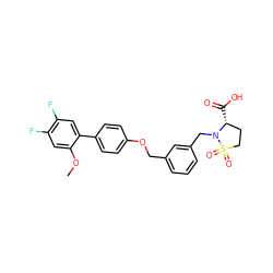 COc1cc(F)c(F)cc1-c1ccc(OCc2cccc(CN3[C@H](C(=O)O)CCS3(=O)=O)c2)cc1 ZINC000072315352